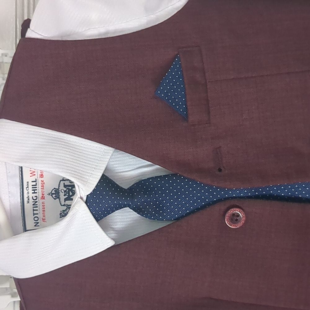 Toddler Formal Outfit burgundy navy with vest